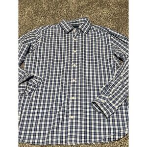 F10 Fairline button‎ front blue plaid shirt size large